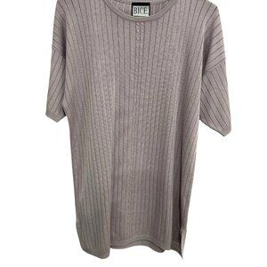 Bice Large Ribbed Short Sleeve Knit Sweater Top Lavender Knit Lightweight